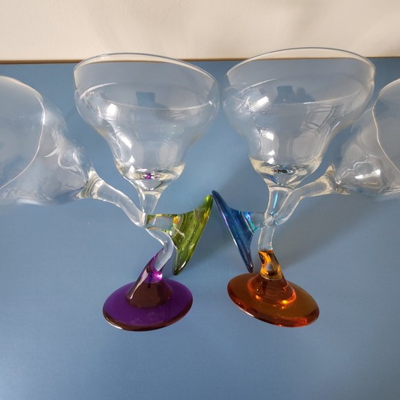 MARGARITA, COCTAIL, BEVERAGE GLASSES, COLORFUL, SET OF 4 - Picture 5 of 6